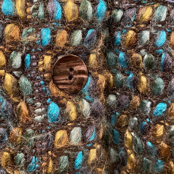 Vintage Chico's Woven Jacket Size 1/ Medium Textured Tweed Blazer Button Front - Picture 3 of 8